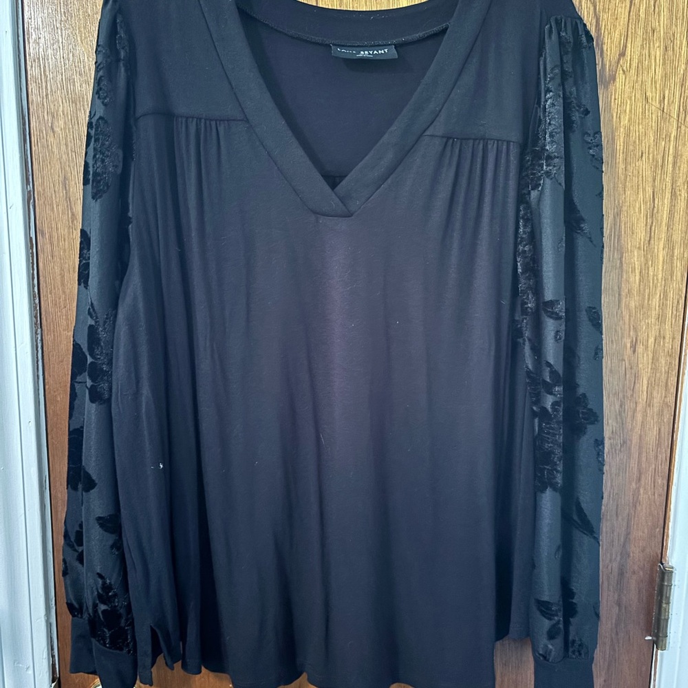 18/20 Lane Bryant Black V-Neck Blouse